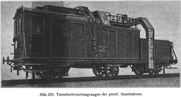 Abb. 225. Tunneluntersuchungswagen der preuß. Staatsbahnen.
