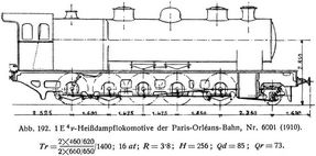 Abb. 192. 1 E4v-Heißdampflokomotive der Paris-Orléans-Bahn, Nr. 6001 (1910).