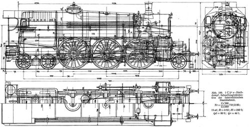 Abb. 199. 1 C 24 v-Heißdampf-Schnellzuglokomotive der österreichischen Staatsbahn.